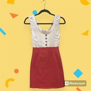 ALYTHEA Cream and Orange Red Summer Dress